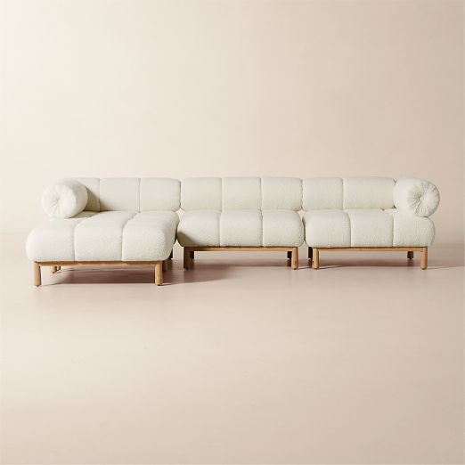 Sevigne 4-Piece Modular L-Shaped Ivory Boucle Sectional Sofa by goop