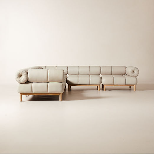 Sevigne 5-Piece Modular L-Shaped Bone Leather Sectional Sofa by goop