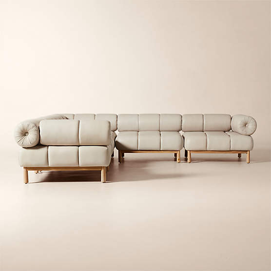 Sevigne 5-Piece Modular L-Shaped Bone Leather Sectional Sofa by goop