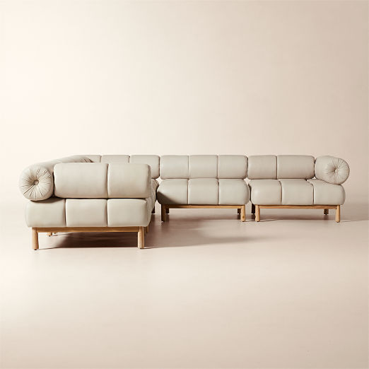 Sevigne 5-Piece Modular L-Shaped Bone Leather Sectional Sofa by goop
