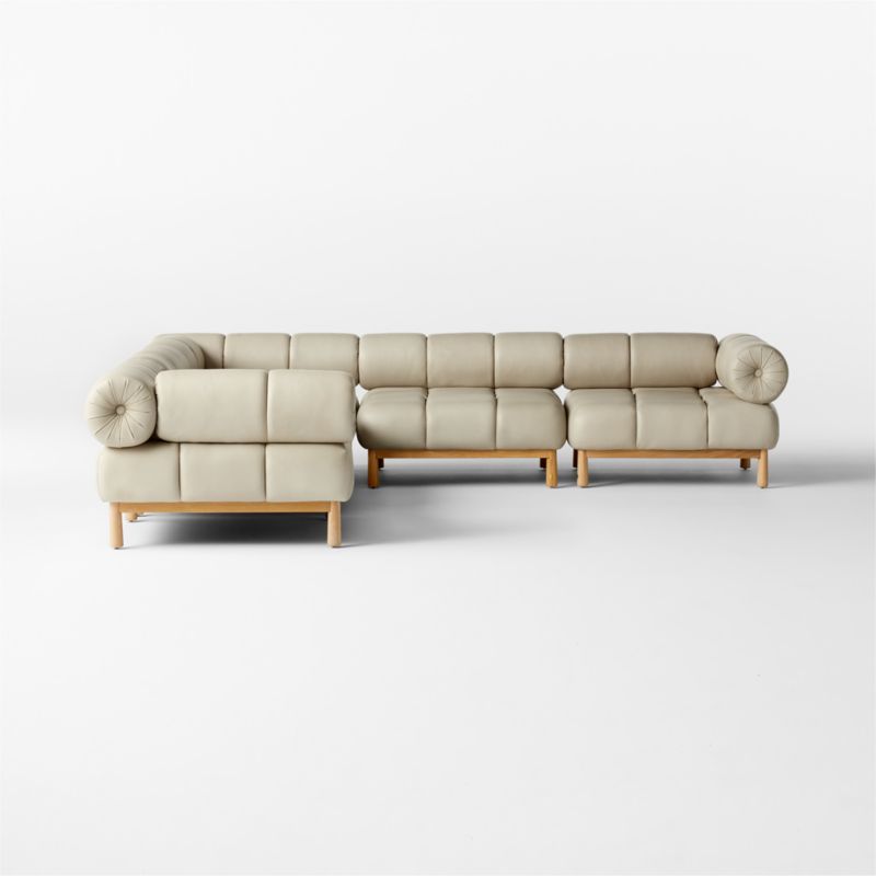 Sevigne 5-Piece Modular L-Shaped Bone Leather Sectional Sofa by goop - image 4 of 6