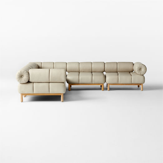 Sevigne 5-Piece Modular L-Shaped Bone Leather Sectional Sofa by goop