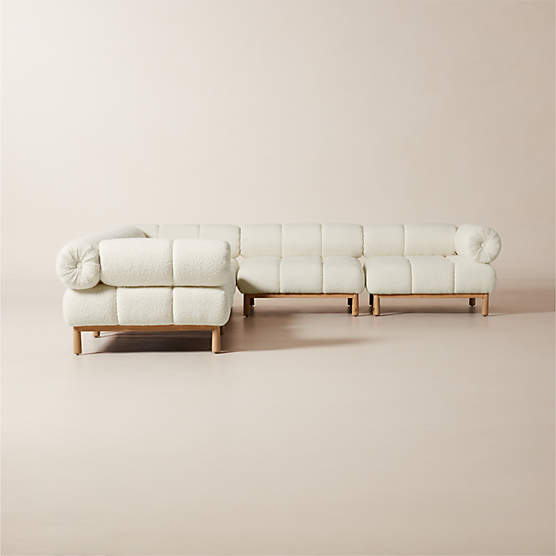 Sevigne 5-Piece Modular L-Shaped Ivory Boucle Sectional Sofa by goop