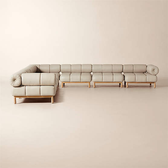 Sevigne 7-Piece Modular L-Shaped Bone Leather Sectional Sofa by goop