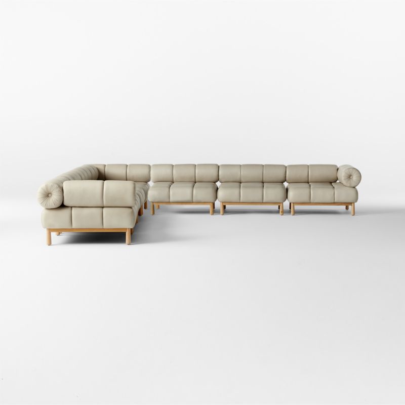 Sevigne 7-Piece Modular L-Shaped Bone Leather Sectional Sofa by goop - image 4 of 6