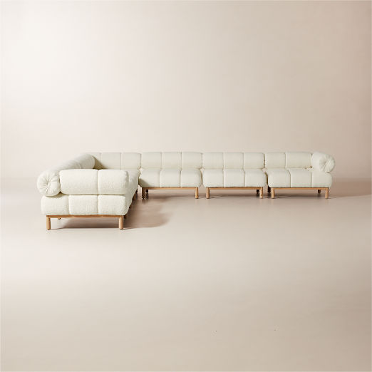 Sevigne 7-Piece Modular L-Shaped Ivory Boucle Sectional Sofa by goop