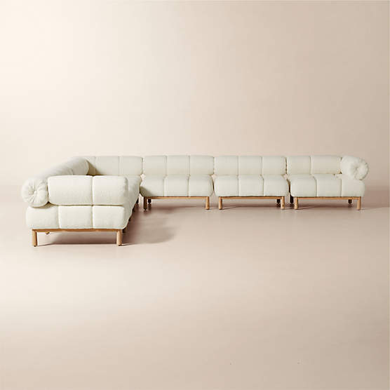 Sevigne 7-Piece Modular L-Shaped Ivory Boucle Sectional Sofa by goop