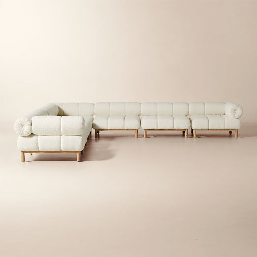 Sevigne 7-Piece Modular L-Shaped Ivory Boucle Sectional Sofa by goop