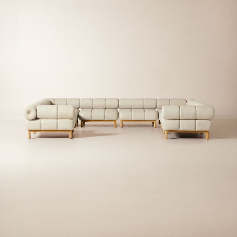 Sevigne 8-Piece Modular U-Shaped Bone Leather Sectional Sofa by goop - image 0 of 6