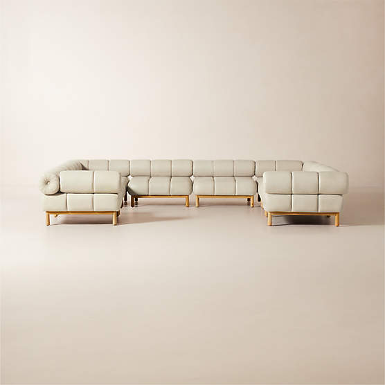 Sevigne 8-Piece Modular U-Shaped Bone Leather Sectional Sofa by goop