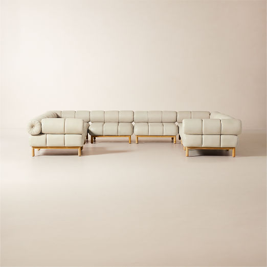 Sevigne 8-Piece Modular U-Shaped Bone Leather Sectional Sofa by goop