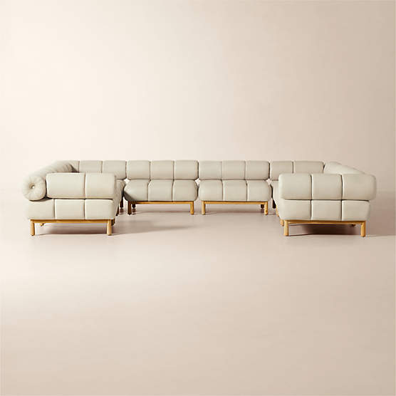 Sevigne 8-Piece Modular U-Shaped Bone Leather Sectional Sofa by goop