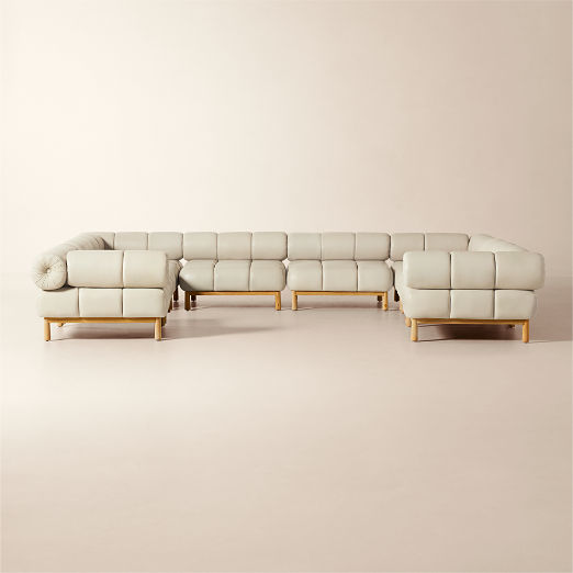 Sevigne 8-Piece Modular U-Shaped Bone Leather Sectional Sofa by goop