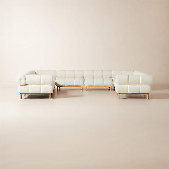 Sevigne 8-Piece Modular U-Shaped Ivory Boucle Sectional Sofa by goop