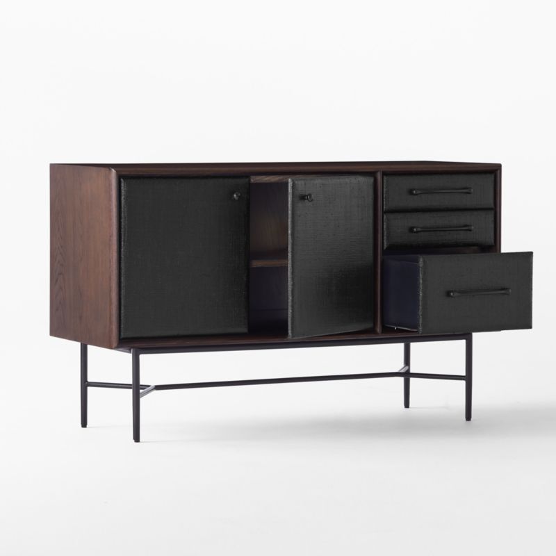 Seymour 49" Black Lacquered Linen Credenza - image 8 of 12