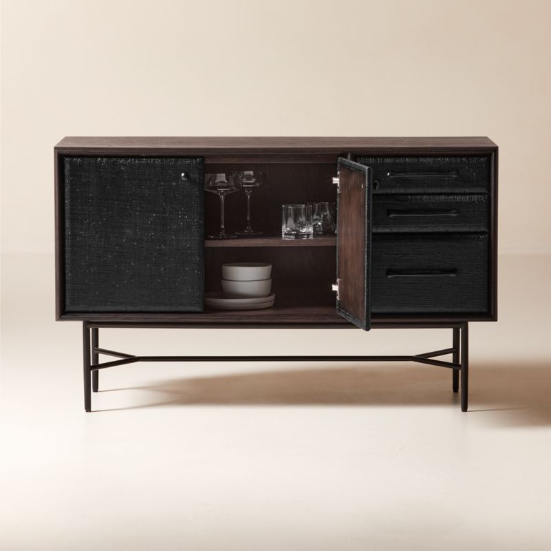 Seymour 49" Black Lacquered Linen Credenza - image 5 of 12