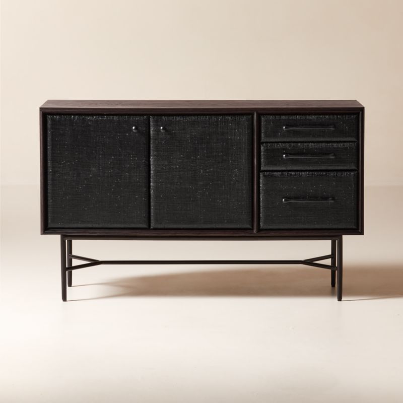 Seymour 49" Black Lacquered Linen Credenza - image 0 of 12