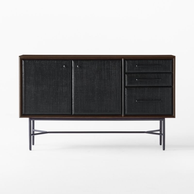 Seymour 49" Black Lacquered Linen Credenza - image 6 of 12