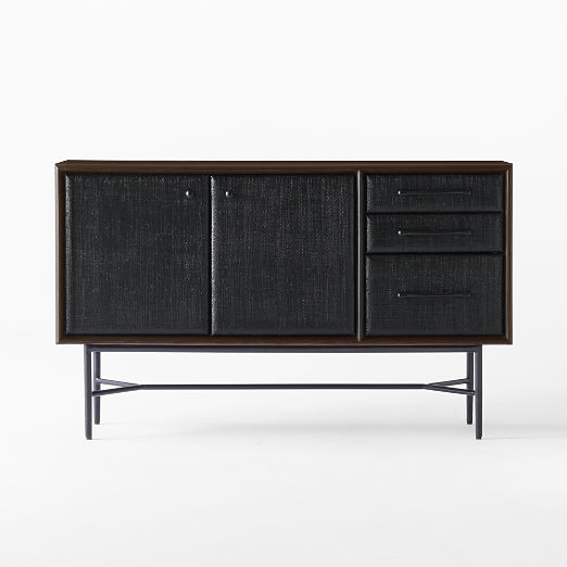 Seymour 49" Black Lacquered Linen Credenza