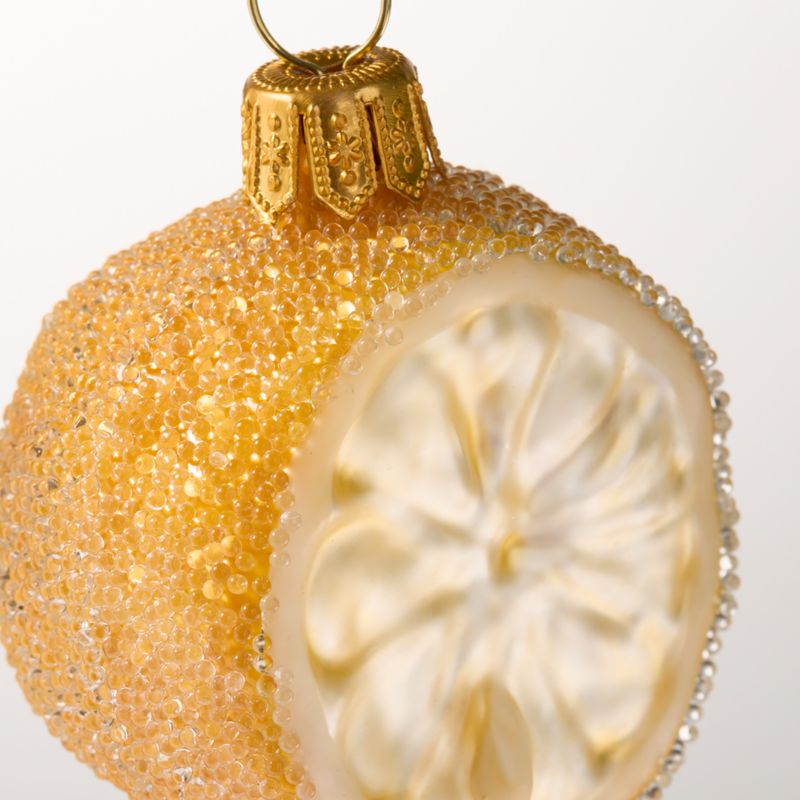 Sugared Hand Painted Lemon Glass Christmas Tree Ornament - image 2 of 3