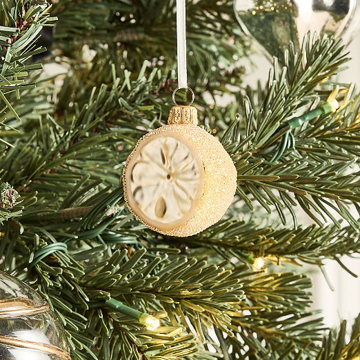 Sugared Lemon Hand-Painted Glass Christmas Tree Ornament