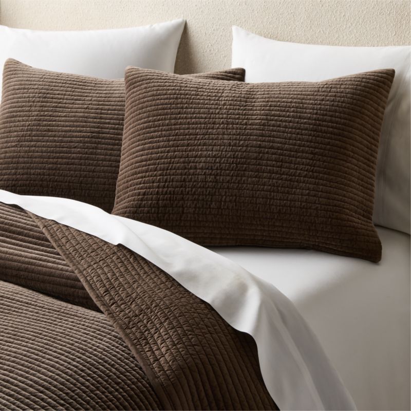 Shadow Dark Mink Brown Velvet King Pillow Shams Set of 2 - image 2 of 6