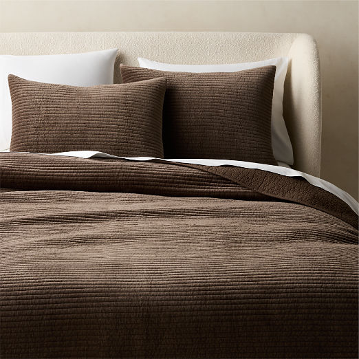 Shadow Dark Mink Brown Velvet Quilt