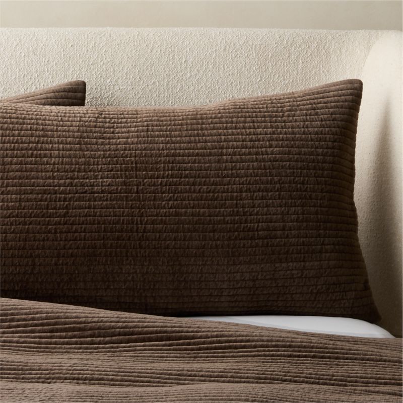 Shadow Dark Mink Brown Velvet King Pillow Shams Set of 2 - image 1 of 6