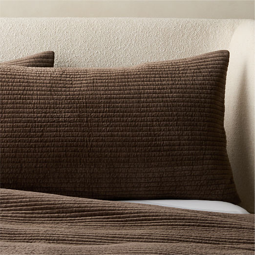 Shadow Dark Mink Brown Velvet Pillow Shams Set of 2