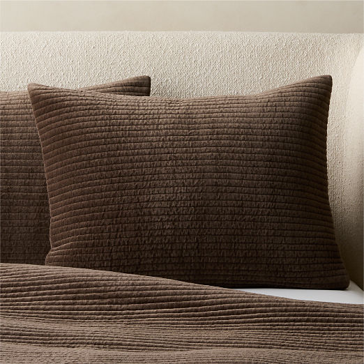 Shadow Dark Mink Brown Velvet King Pillow Shams Set of 2