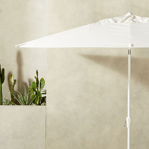 Shadow Rectangular White Outdoor Patio Umbrella Shade with Pole