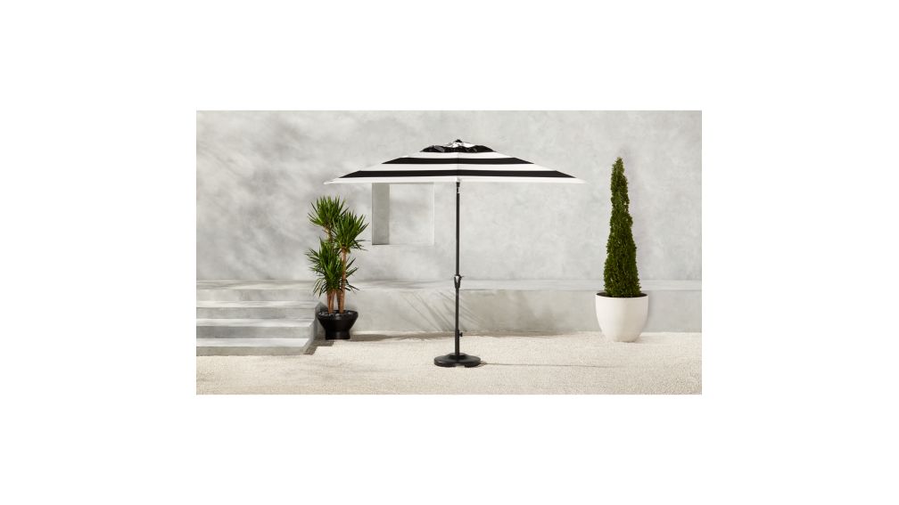 Shadow Rectangular Black and White Stripe Umbrella with Base CB2 Canada