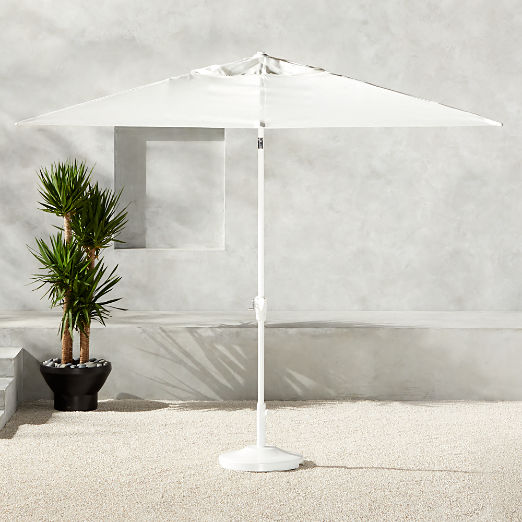 Shadow Rectangular White Outdoor Patio Umbrella with Base
