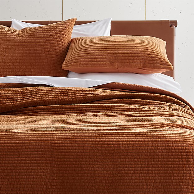 Shadow Copper Full/Queen Velvet Quilt + Reviews CB2 Canada