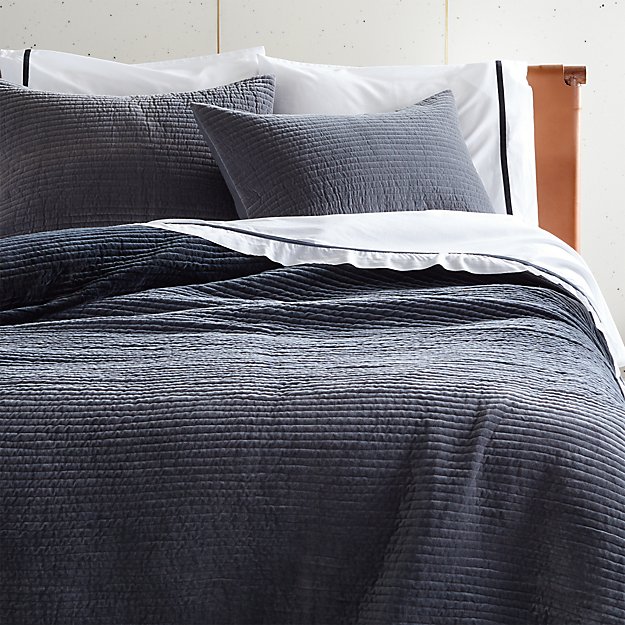 Shadow Grey Velvet Bedding | CB2 Canada