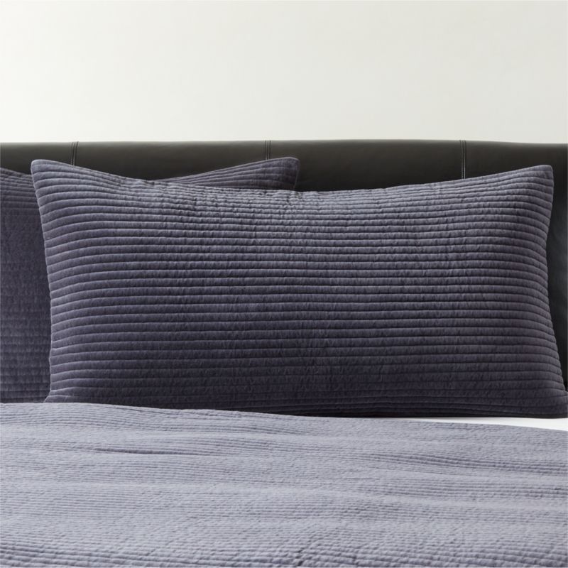 View Shadow Blue Velvet King Shams Set of 2 details