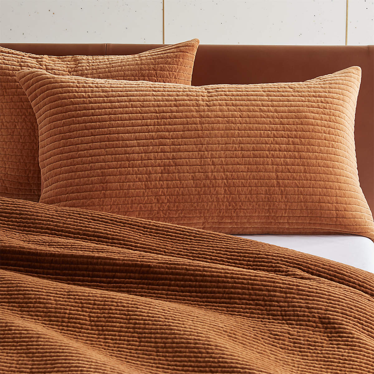 Ombré Shadow Copper Velvet King Pillow Shams Set of 2 + Reviews CB2