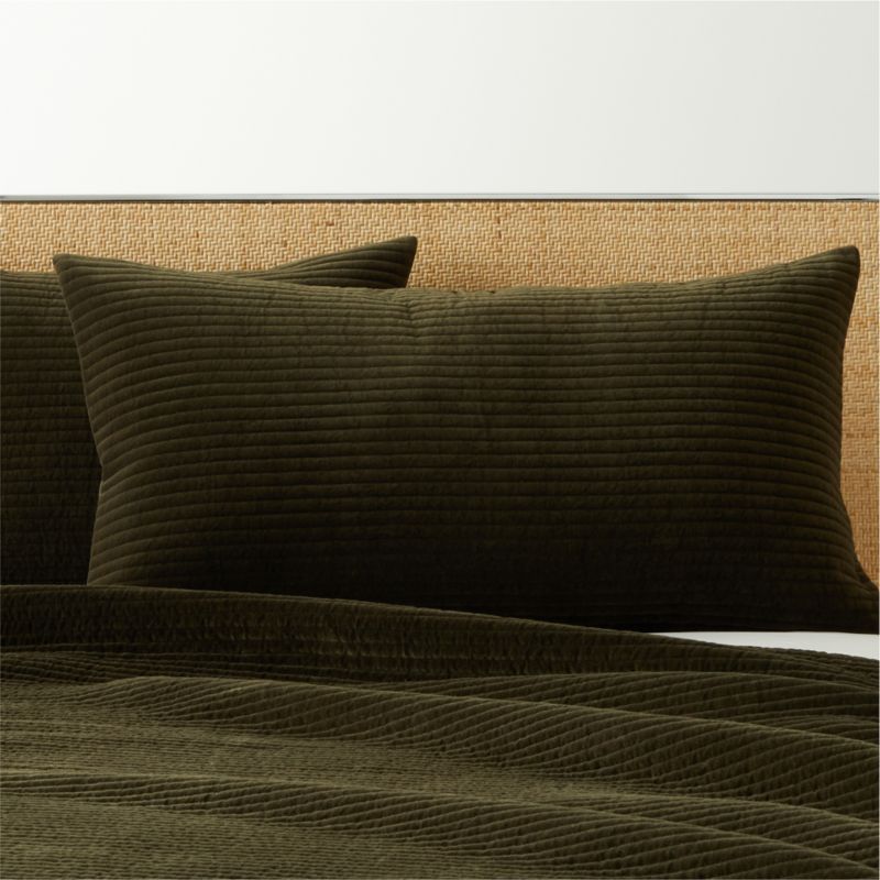 View Shadow Velvet Forest Green King Pillow Shams Set of 2 details