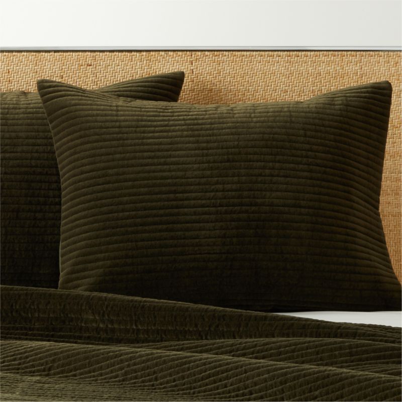 View Shadow Velvet Forest Green Standard Pillow Shams Set of 2 details