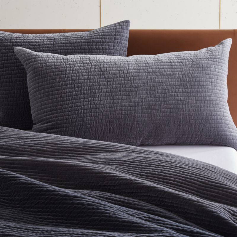 grey velvet pillow shams