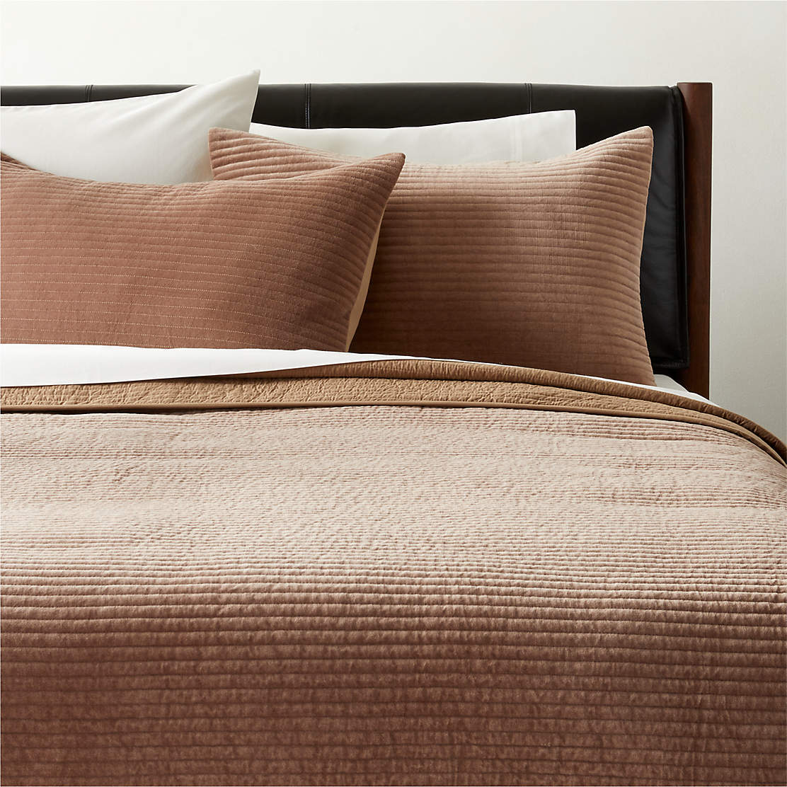 Shadow Toffee Velvet King Shams Set of 2 + Reviews CB2