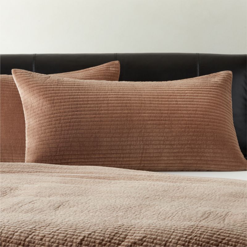 View Shadow Toffee Velvet King Pillow Shams Set of 2 details