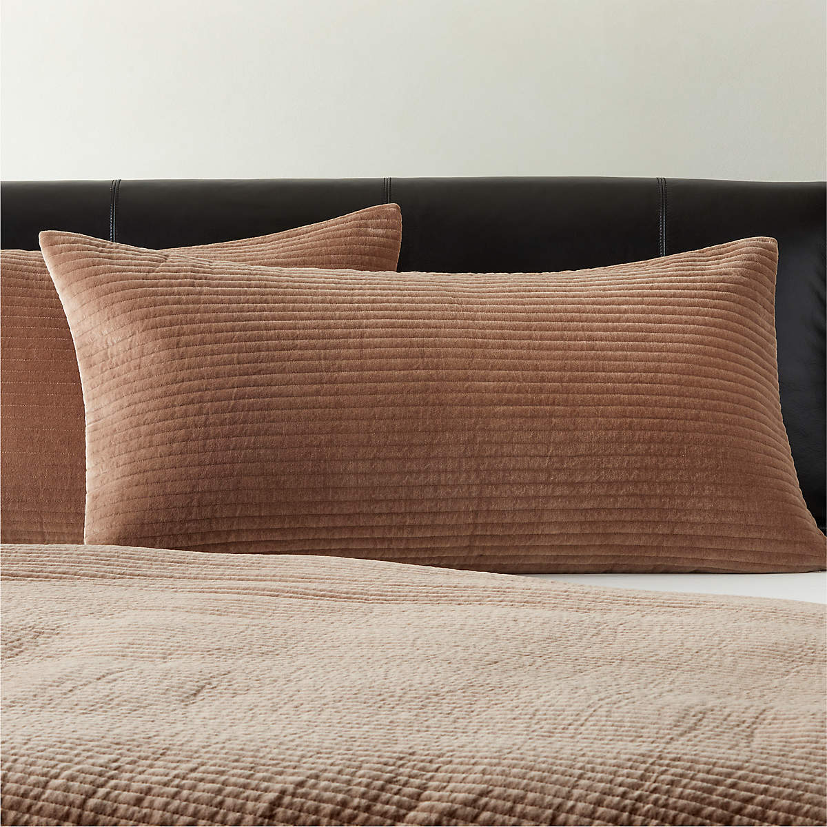 Shadow Toffee Velvet King Pillow Shams Set of 2 + Reviews CB2