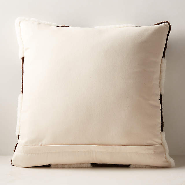 Connect White Sheepskin Fur Throw Pillow with Feather-Down Insert 20