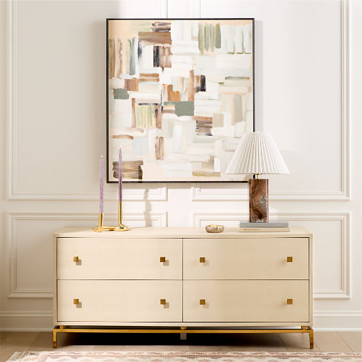 Shagreen 58" Warm White 4-Drawer Dresser