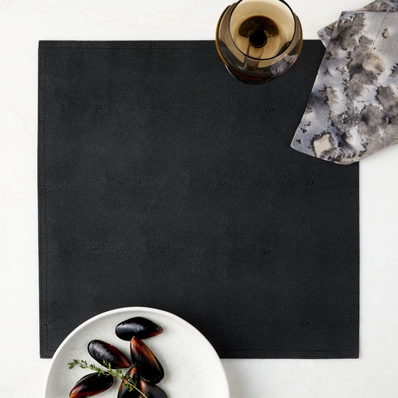 Black Shagreen Faux-Leather Square Placemat - image 1 of 4