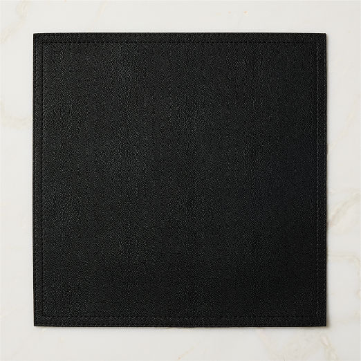 Black Shagreen Faux-Leather Square Placemat