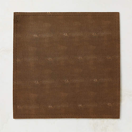 Brown Shagreen Faux-Leather Square Placemat