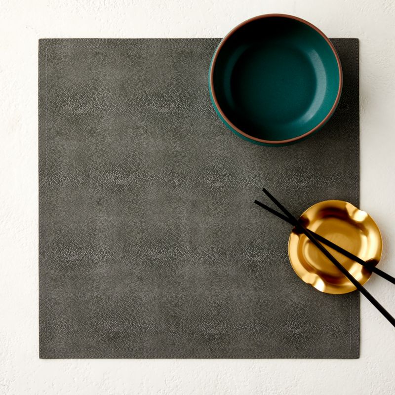 Charcaol Grey Faux Shagreen Leather Placemat - image 1 of 4