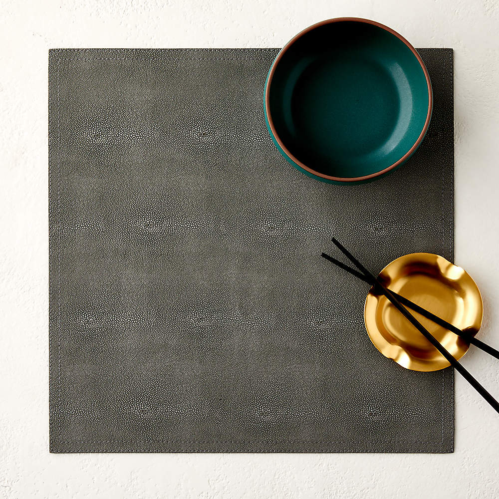 Grey leather effect textured vinyl placemats